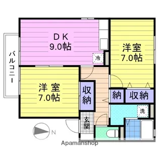 メゾンパーク新田東C・D【D101号室】の間取り