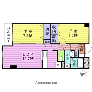 フロンティア高砂【203号室】の間取り