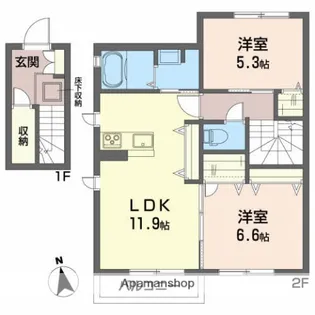 コーポ・ホウエイB【2階】の間取り