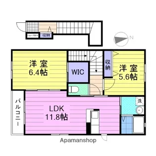 ハーモニーテラス【202号室】の間取り