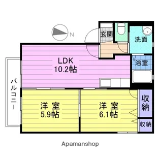 2LDKの間取り画像