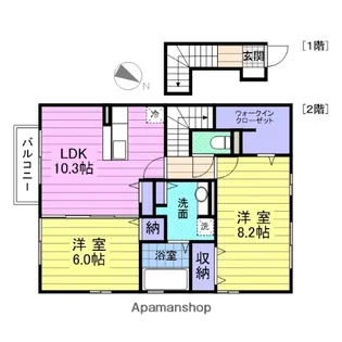 グリーンコート浮島C【2階】の間取り