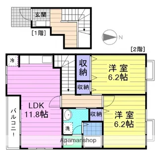 フォルモーント郷古Ⅲ【2階】の間取り