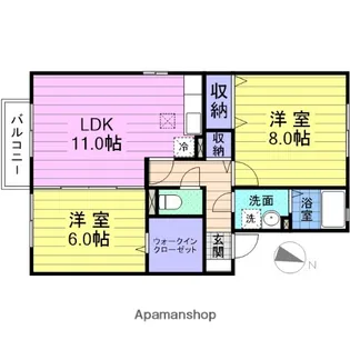 アンビックス利府六番館【2階】の間取り