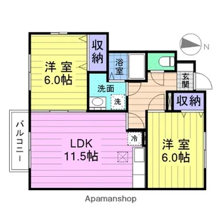 アンビックス利府弐番館【1階】の間取り