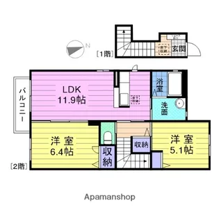 グリスィーヌE【2階】の間取り