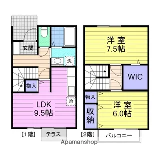 セジュールひかりD棟【1階】の間取り