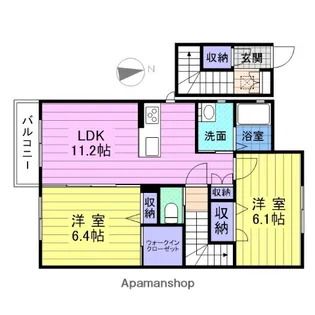 レジデンス岩切【2階】の間取り