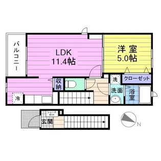 カレント・KⅢ【201号室】の間取り