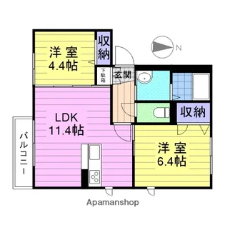 シャーメゾン花園【1階】の間取り