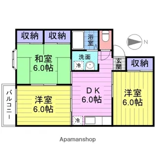 宮城県仙台市宮城野区福室3丁目【アパート】の間取り