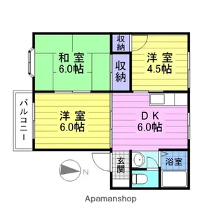 宮城県仙台市宮城野区福室3丁目【アパート】の間取り