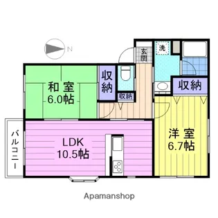 宮城県仙台市宮城野区田子2丁目【アパート】の間取り