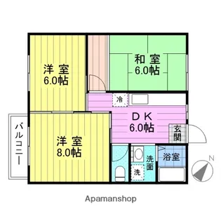 サンコート鈴富【202号室】の間取り