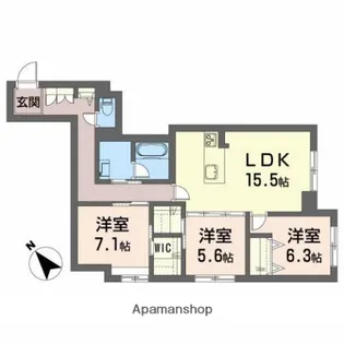 シャーメゾンステージ多賀城【2階】の間取り