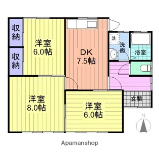 宮城県多賀城市新田字六歳【一戸建】の間取り