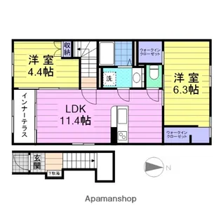 福室3丁目アパート【2階】の間取り