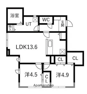 メリディアン白鳥【1階】の間取り