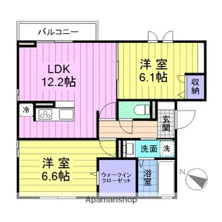DーROOMフローラ【201号室】の間取り