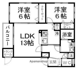 ハイパール玉川【301号室】の間取り
