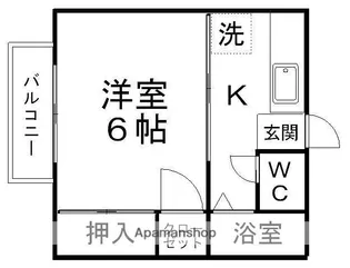霊屋第2コーポナバタ【2階】の間取り