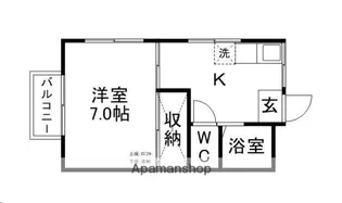 霊屋第1コーポナバタ【103号室】の間取り