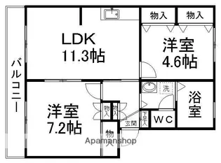 サンライズ宮千代【2階】の間取り