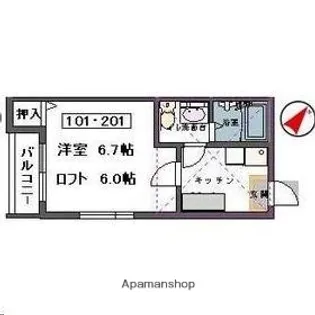 宮城県仙台市宮城野区新田2丁目【アパート】の間取り