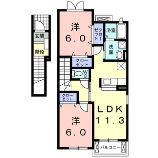 パルシティ愛子【2階】の間取り