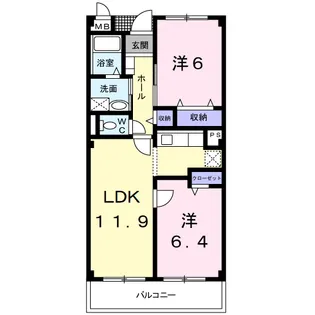 ロジュマンオヤマ【1階】の間取り