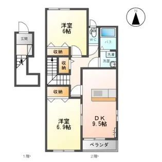 ディアコート美田園Ⅰ【2階】の間取り