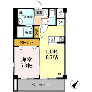 ゆうこく東仙台【3階】の間取り