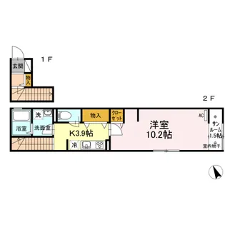 ウィングコート B【2階】の間取り