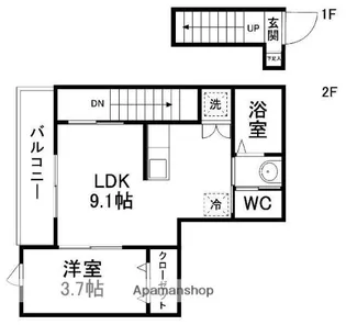 ソフィスティカート【202号室】の間取り
