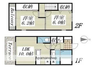 宮城県名取市飯野坂4丁目【テラスハウス】の間取り