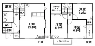 プランタン小鶴【101号室】の間取り