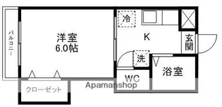 ピースフル一番町駅南(家具家電付)【102号室】の間取り
