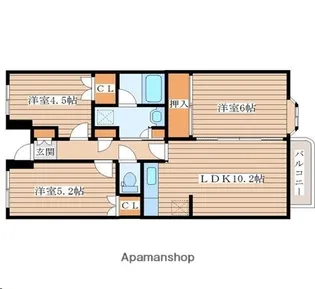 グランドール泉中央Ⅱ【1階】の間取り