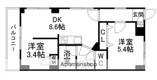 ボヌールK【5階】の間取り
