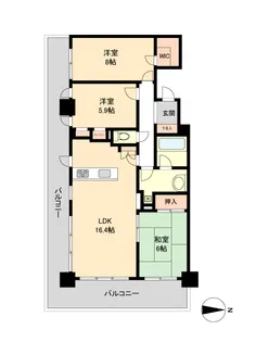 レジディアタワー仙台【10階】の間取り