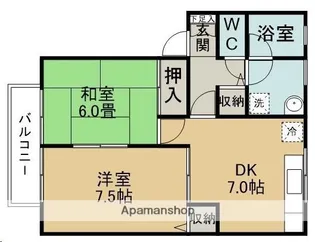 グランドール加瀬【202号室】の間取り