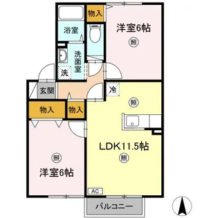 セジュール AB【B202号室】の間取り