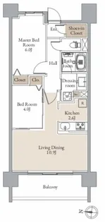 レジディア仙台北四番丁プレイス【6階】の間取り