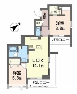 CLASSEUM連坊Ⅲ【2階】の間取り