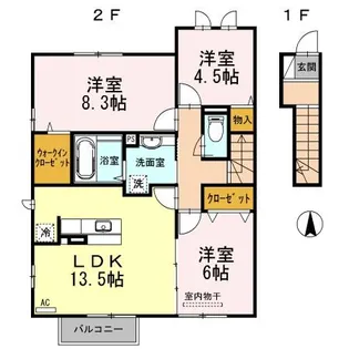 リバーサイドハイツ【2階】の間取り