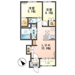 袋原アパート2期工事【1階】の間取り