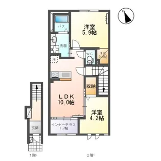 クレストコートⅡ【2階】の間取り