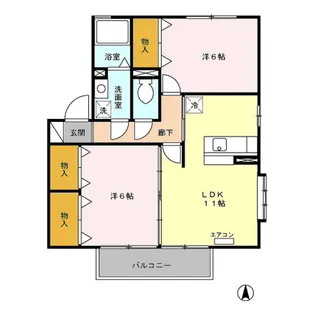ローランドホワイト A【2階】の間取り