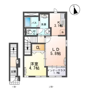 メゾン・ド・アンソレイユ【2階】の間取り