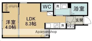 シャルム旭ケ丘ウエスト【105号室】の間取り